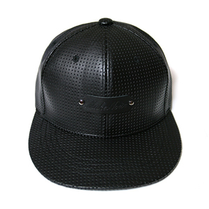 mesh leather snapback (BLACK)